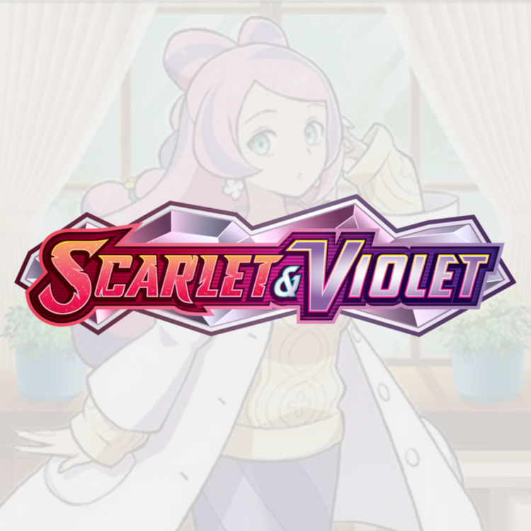 Scarlet & Violet-logga för Pokémon TCG i rött och lila.