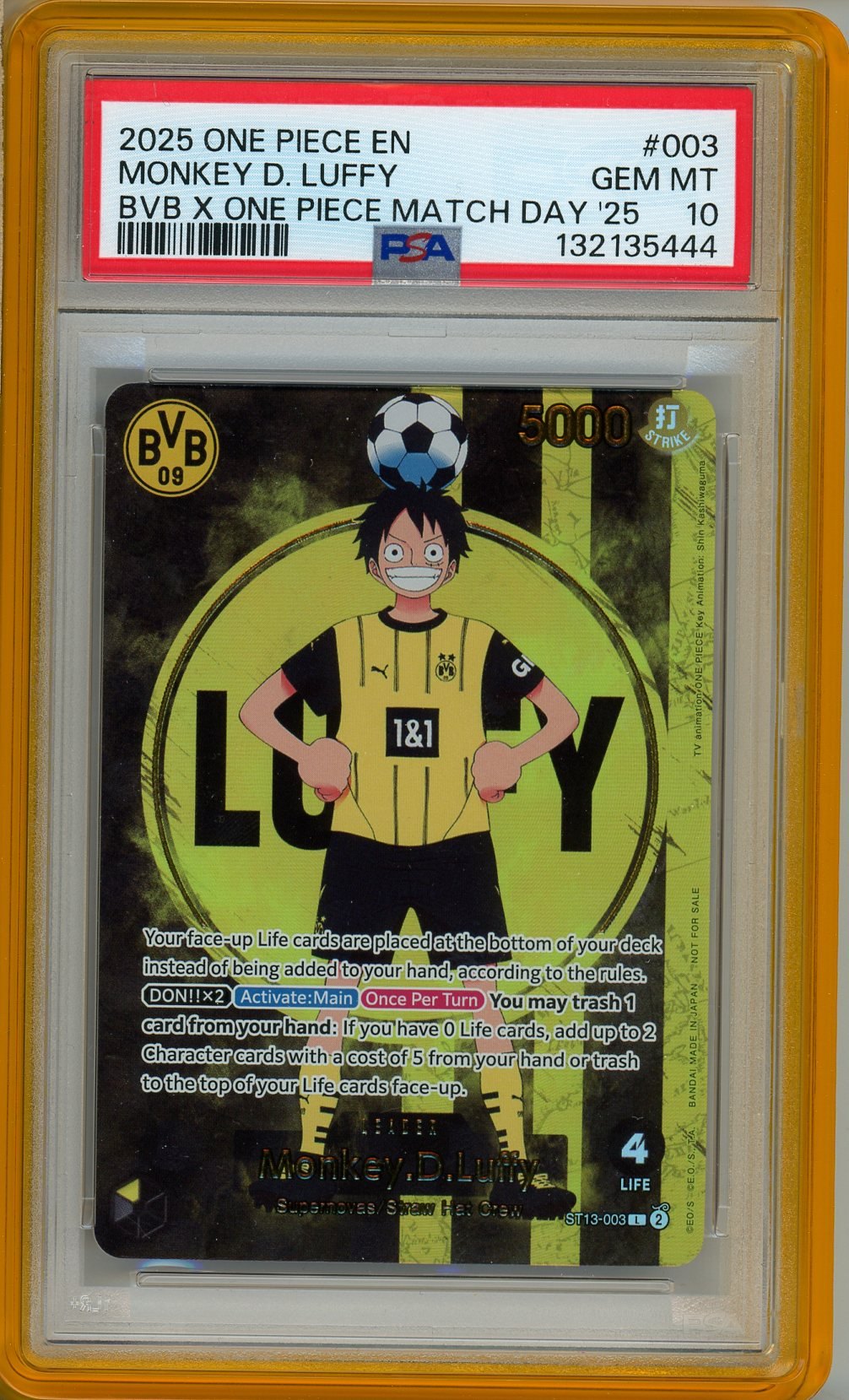PSA 10 Monkey.D.Luffy 003 - ONE PIECE CARD GAME and Football Team DORTMUND collaboration event