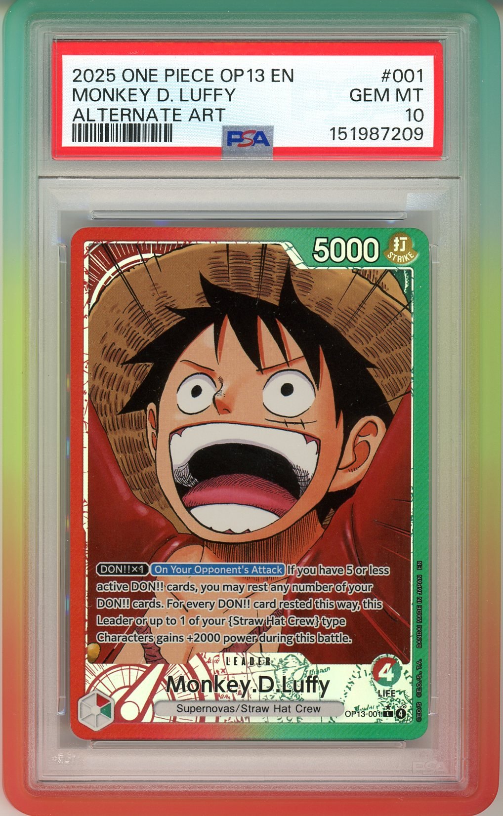 PSA 10 Monkey.D.Luffy 001 - CARRYING ON HIS WILL