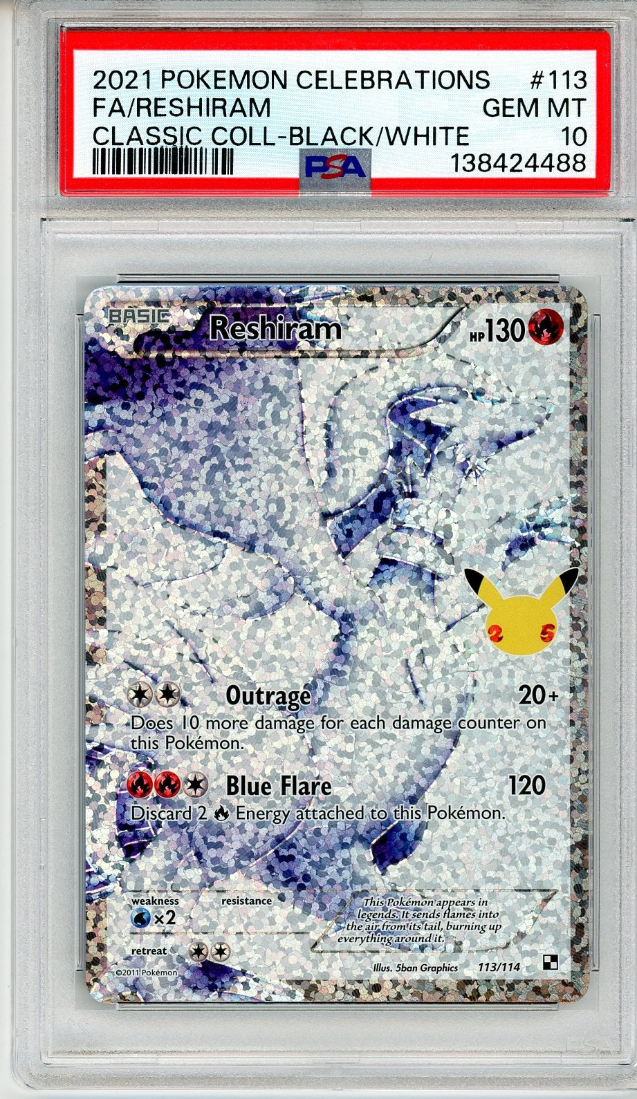 PSA 10 Reshiram 113 - Celebrations: Classic Collection