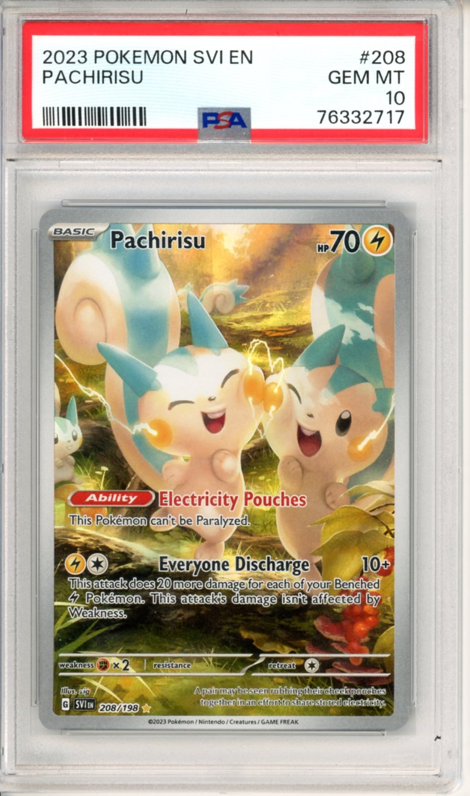 PSA 10 Pachirisu 208/198 - Scarlet & Violet