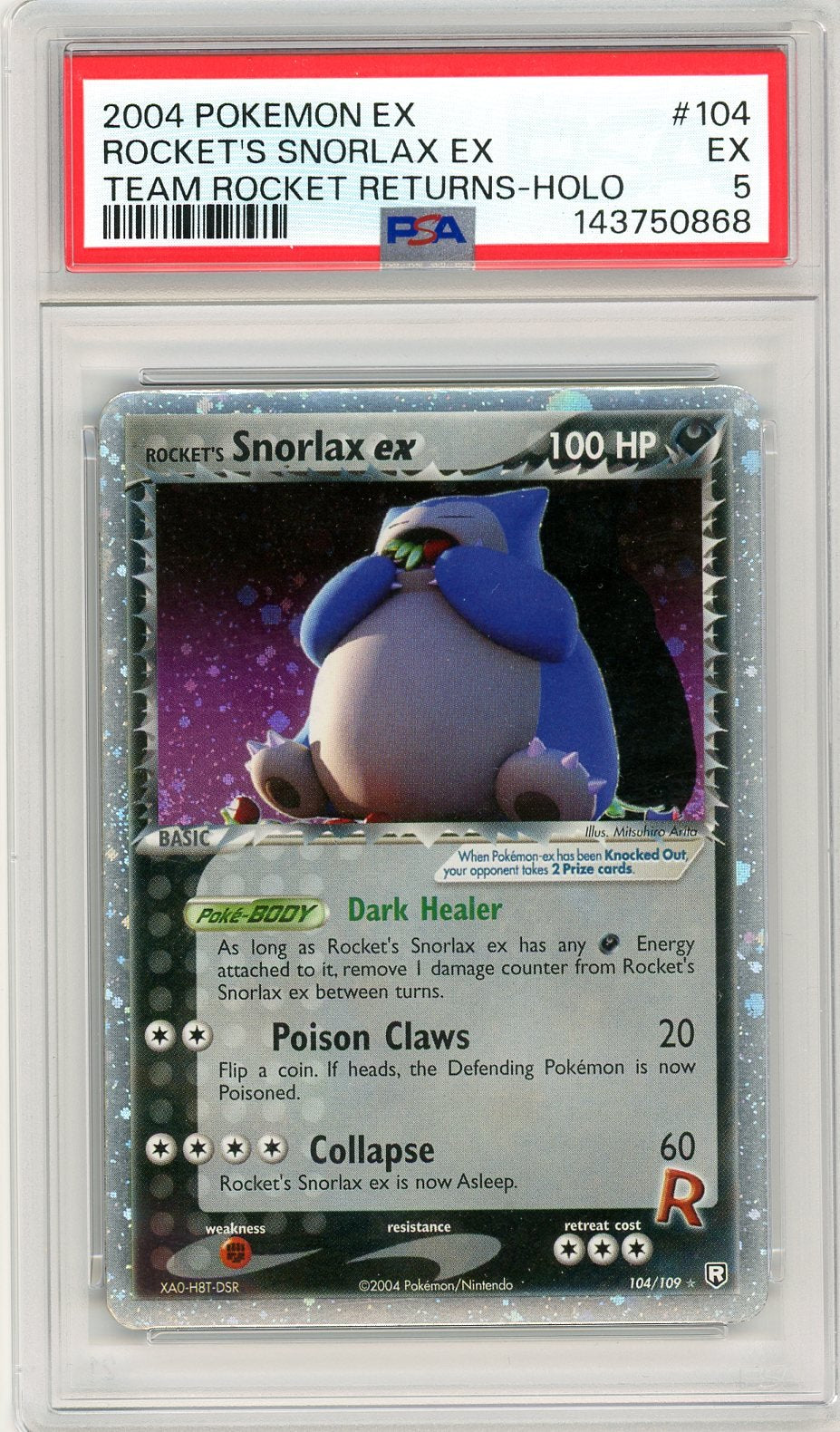 PSA 5 Rocket's Snorlax ex 104/109 - Team Rocket Returns