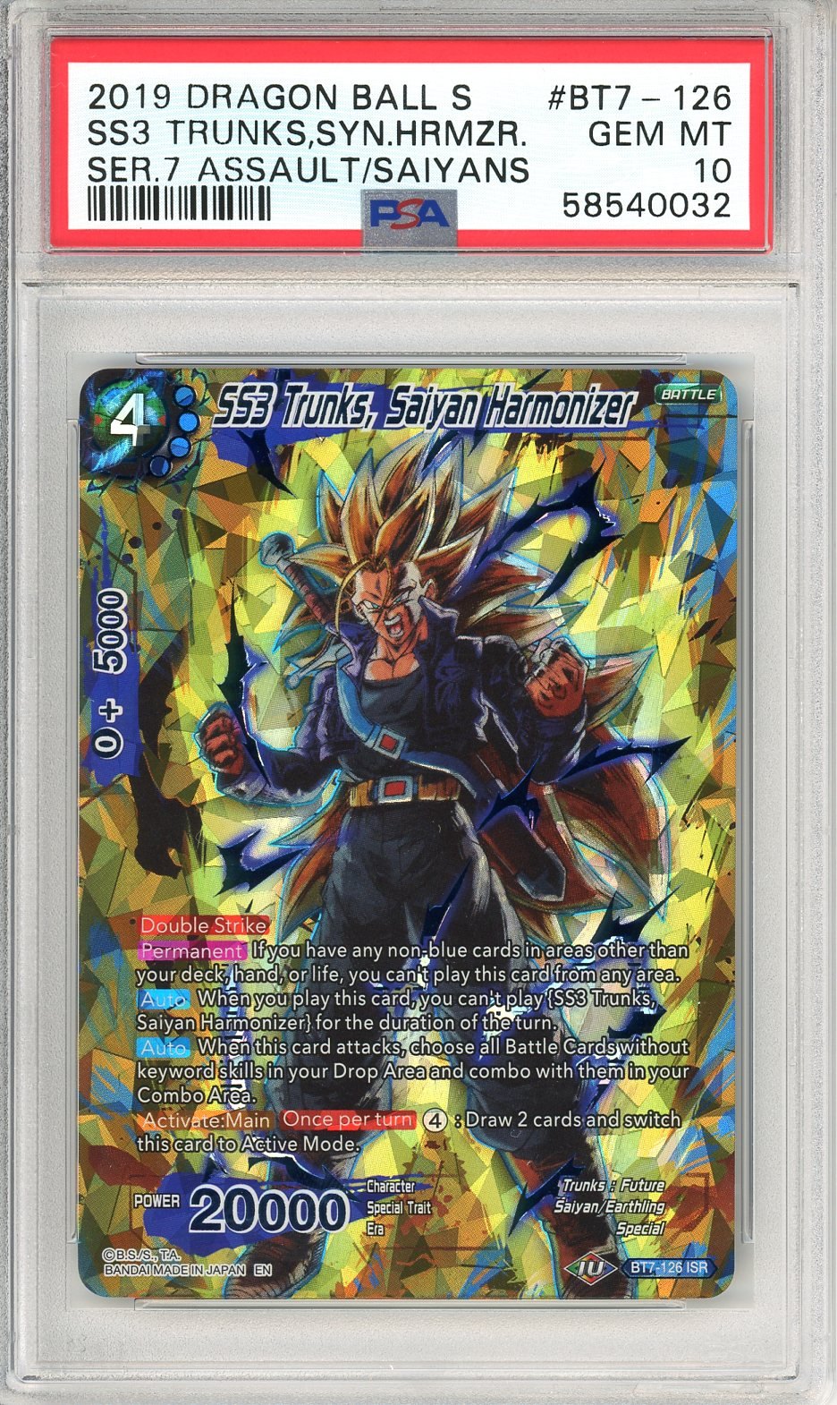 PSA 10 SS3 Trunks, Saiyan Harmonizer 126 - ASSAULT OF THE SAIYANS