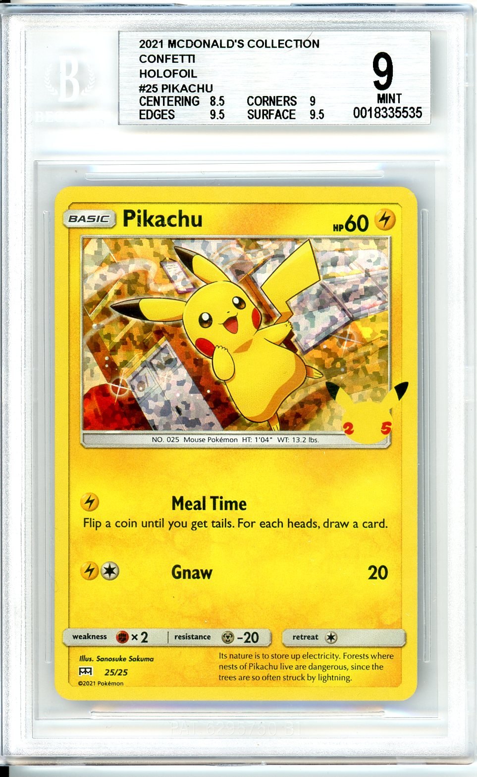 BGS 9 Pikachu 25/25 - McDonald's Collection 2021