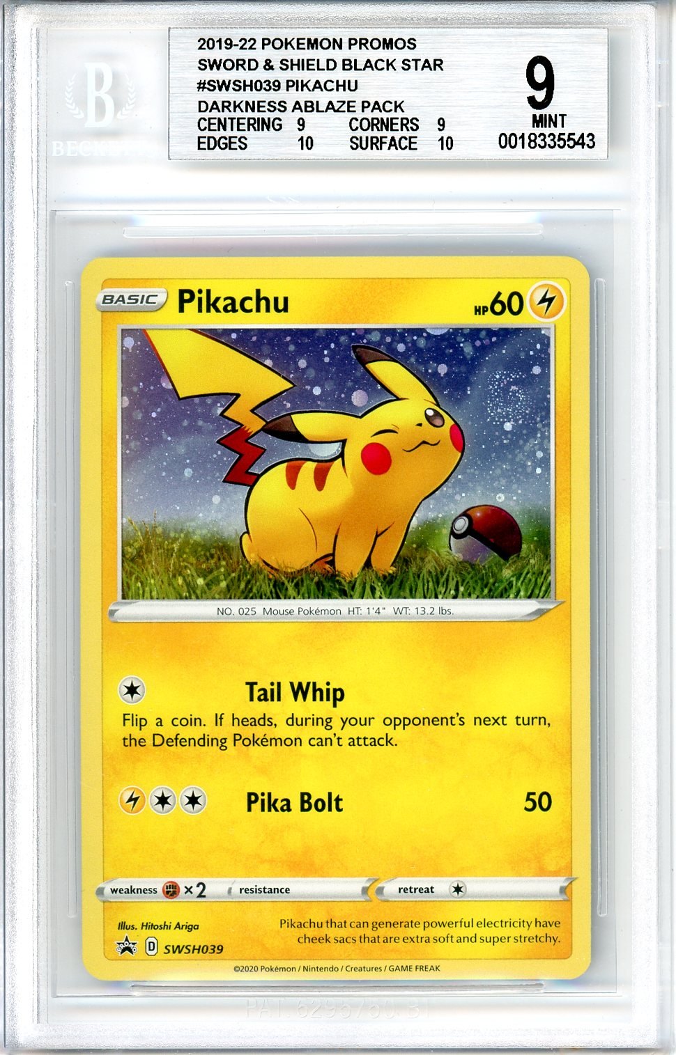 BGS 9 Pikachu SWSH039 - SWSH Black Star Promos