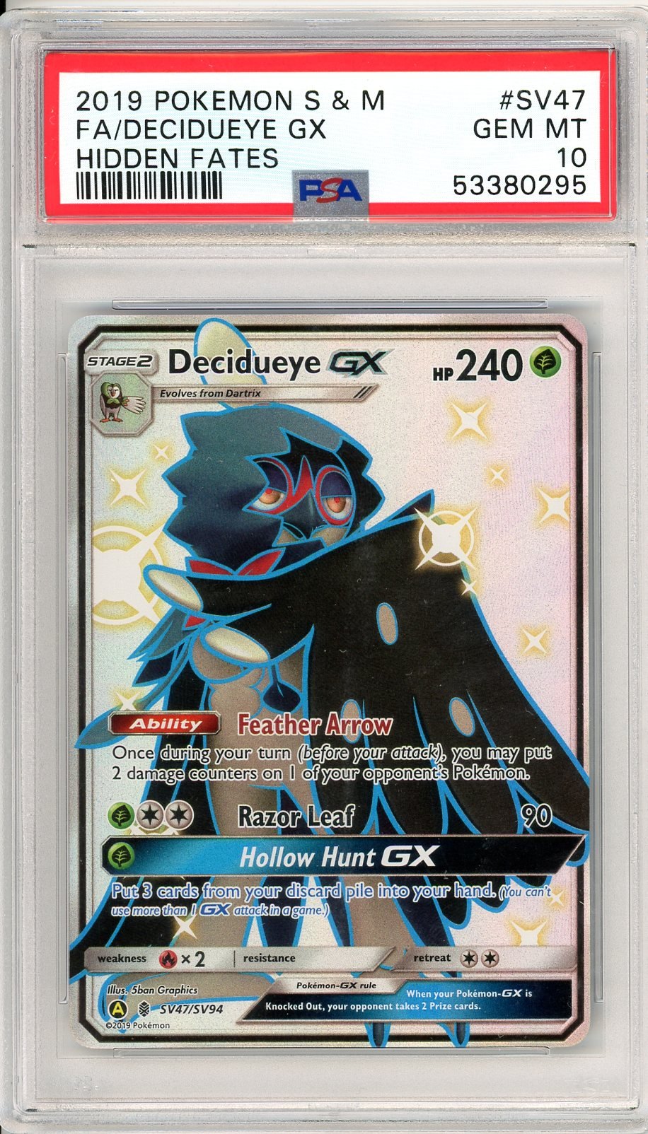 PSA 10 Decidueye-GX SV47/SV94 - Hidden Fates Shiny Vault