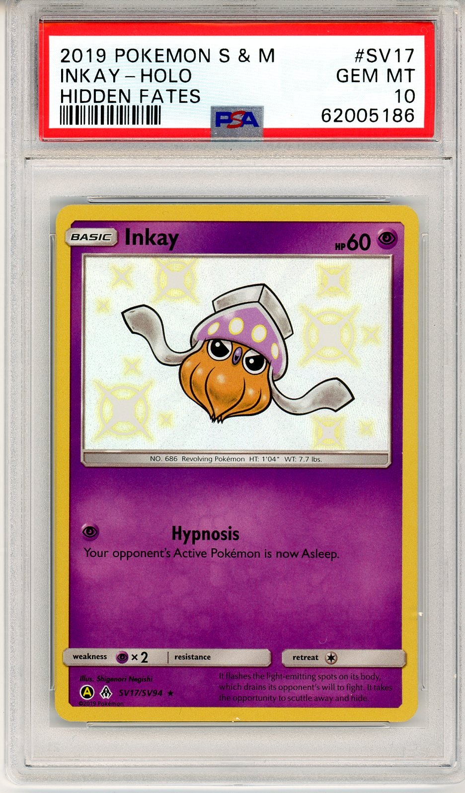 PSA 10 Inkay SV17/SV94 - Hidden Fates Shiny Vault
