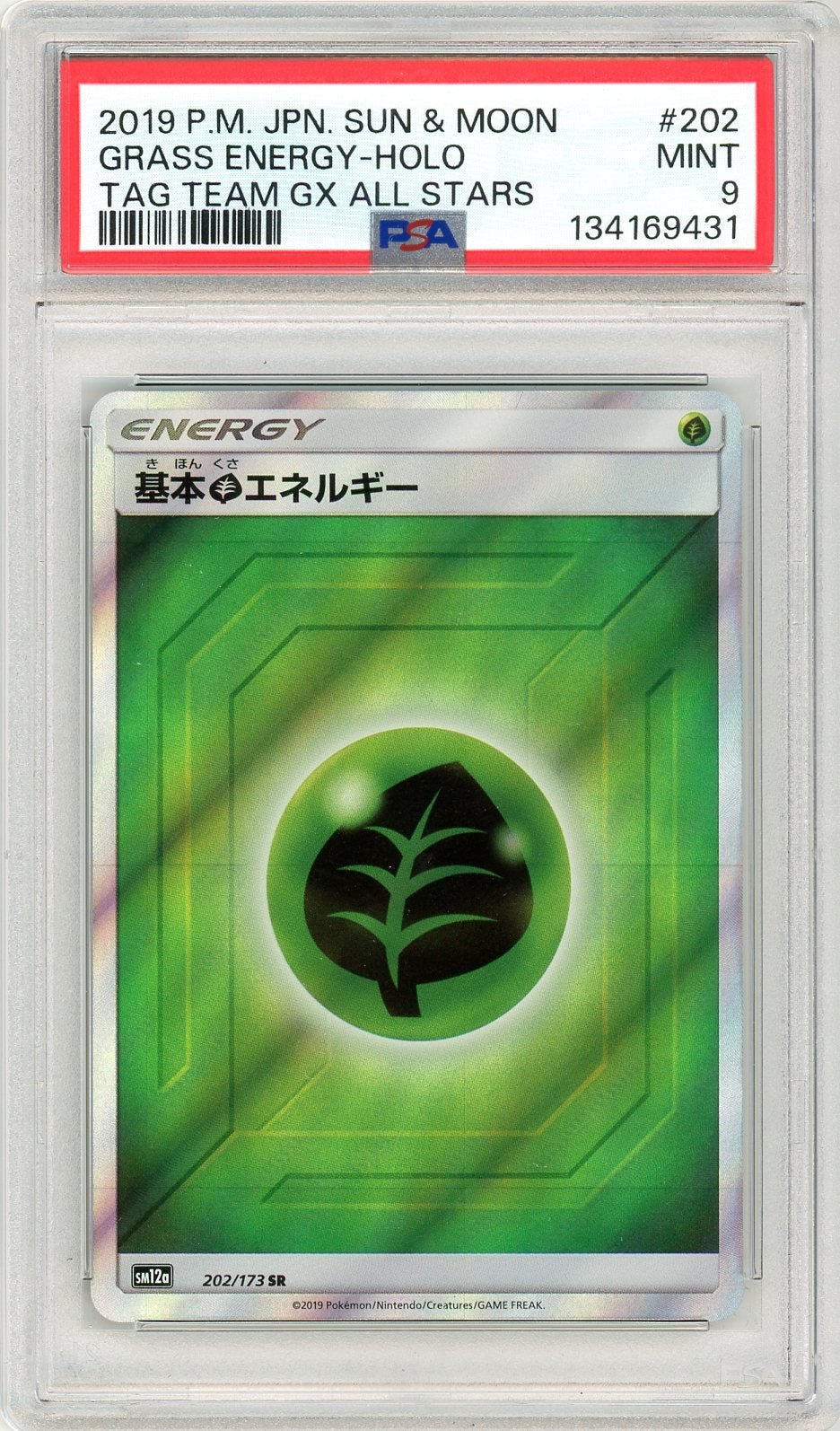 PSA 9 Grass Energy 202/173 - TAG TEAM GX: Tag All Stars
