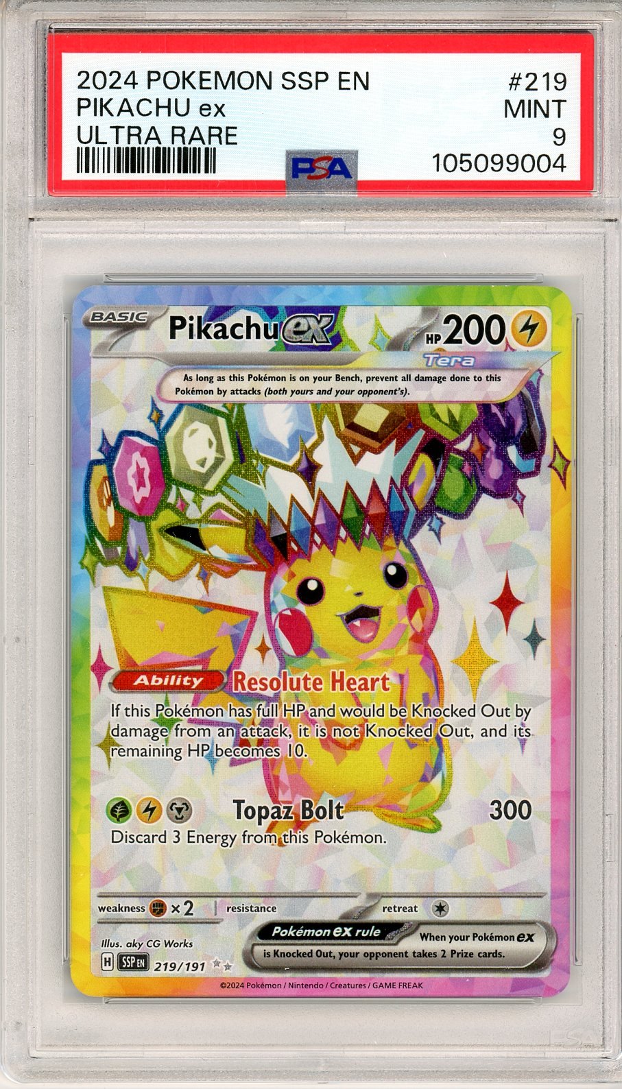 PSA 9 Pikachu ex 219/191 - Surging Sparks
