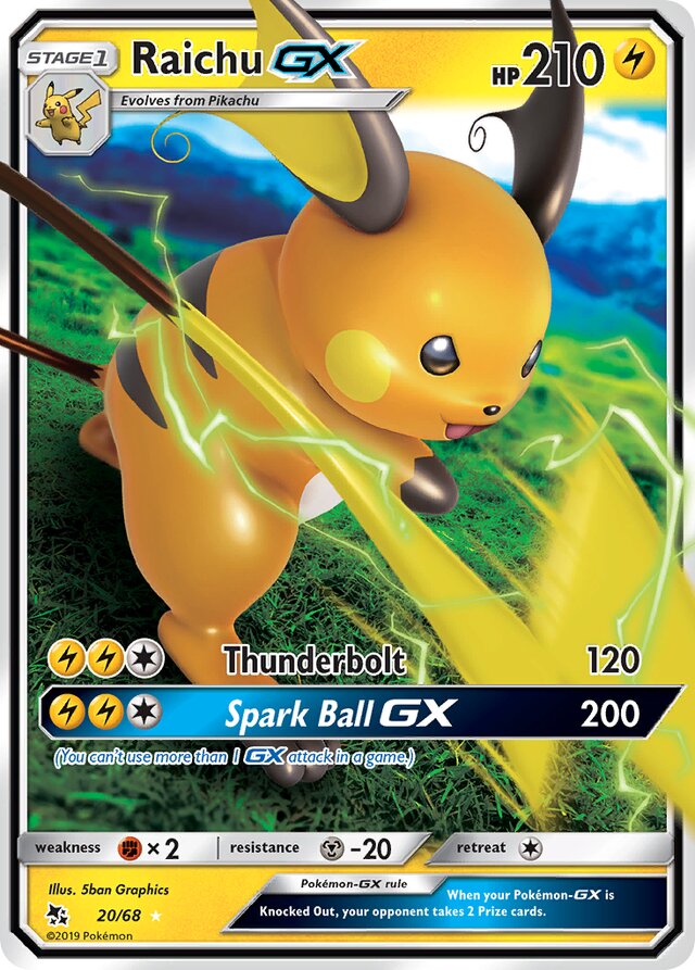 Raichu GX - #20/68 - Pokémon Sun & Moon - Hidden Fates