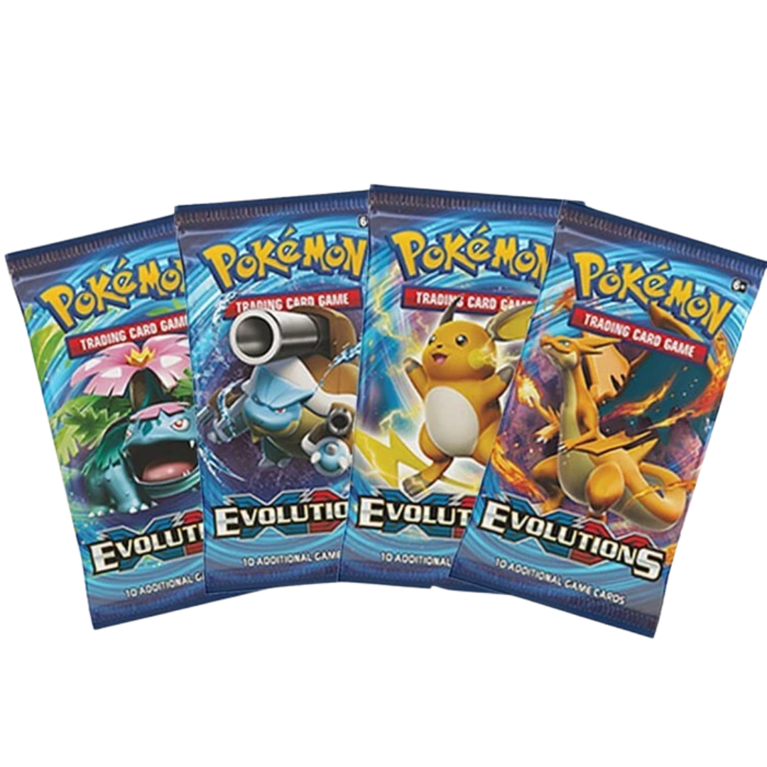 Pokémon XY Evolutions Booster Pack med slumpmässigt artwork från fabriksförseglad Booster Box.