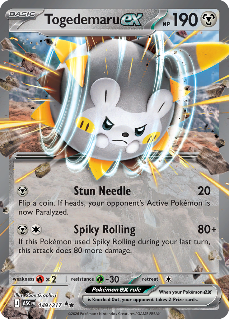 Togedemaru ex - #149/217 - Pokémon Mega Evolution - Ascended Heroes