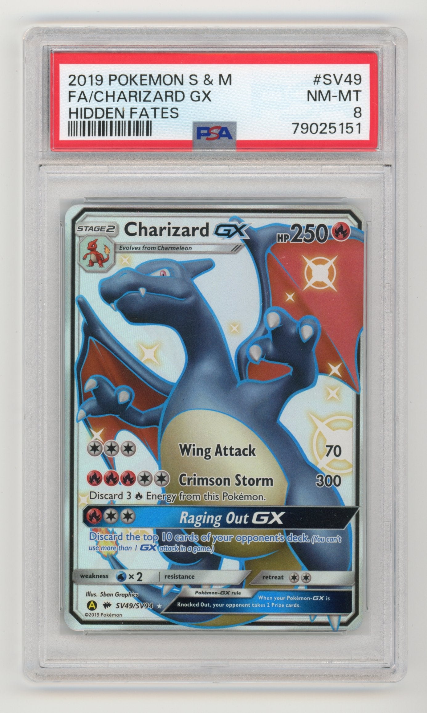 Charizard GX - #SV49/SV94 PSA 8 - Pokémon Sun & Moon: Hidden Fates