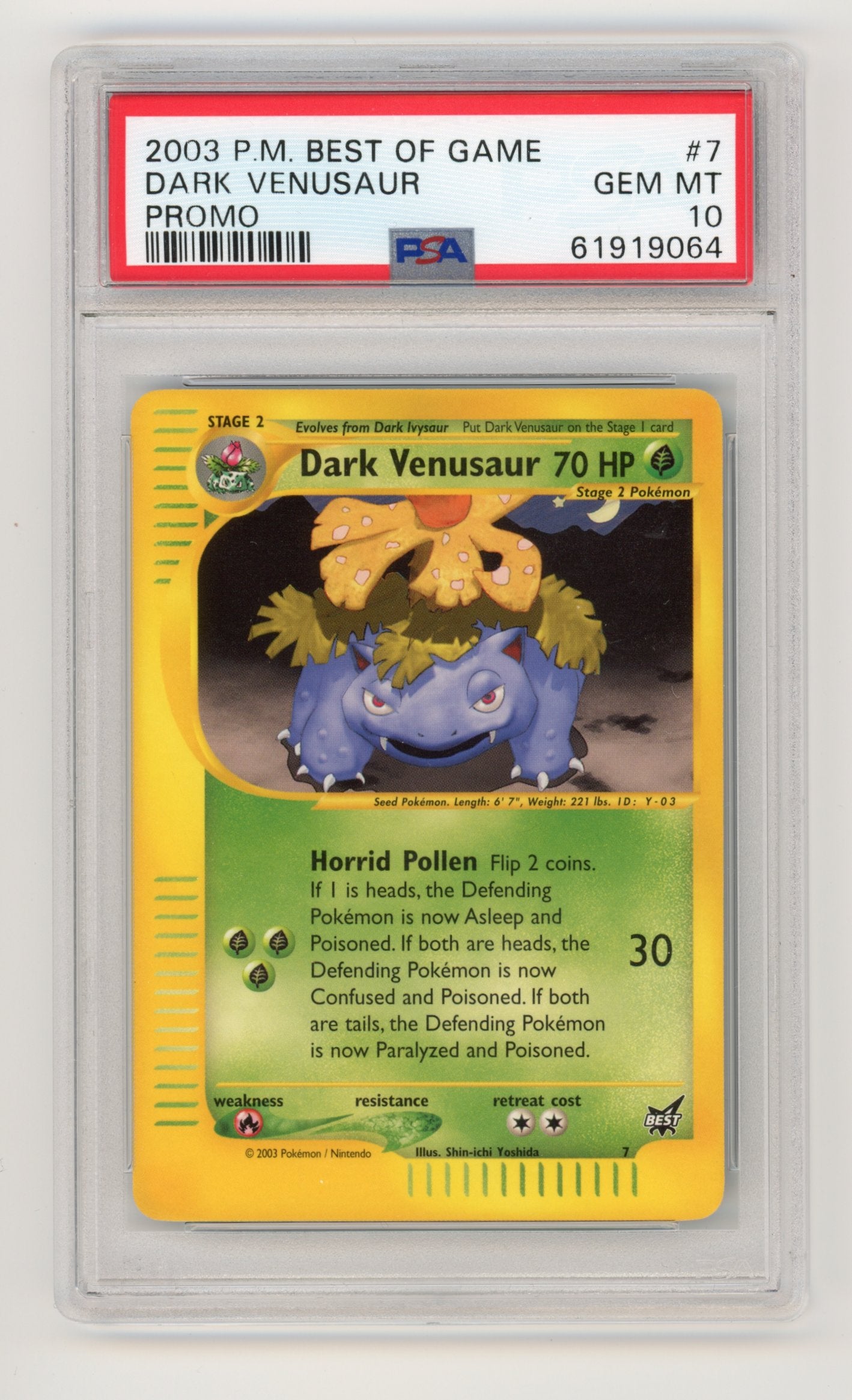 Dark Venusaur - #7 PSA 10 - Pokémon Best Of Game: Promo