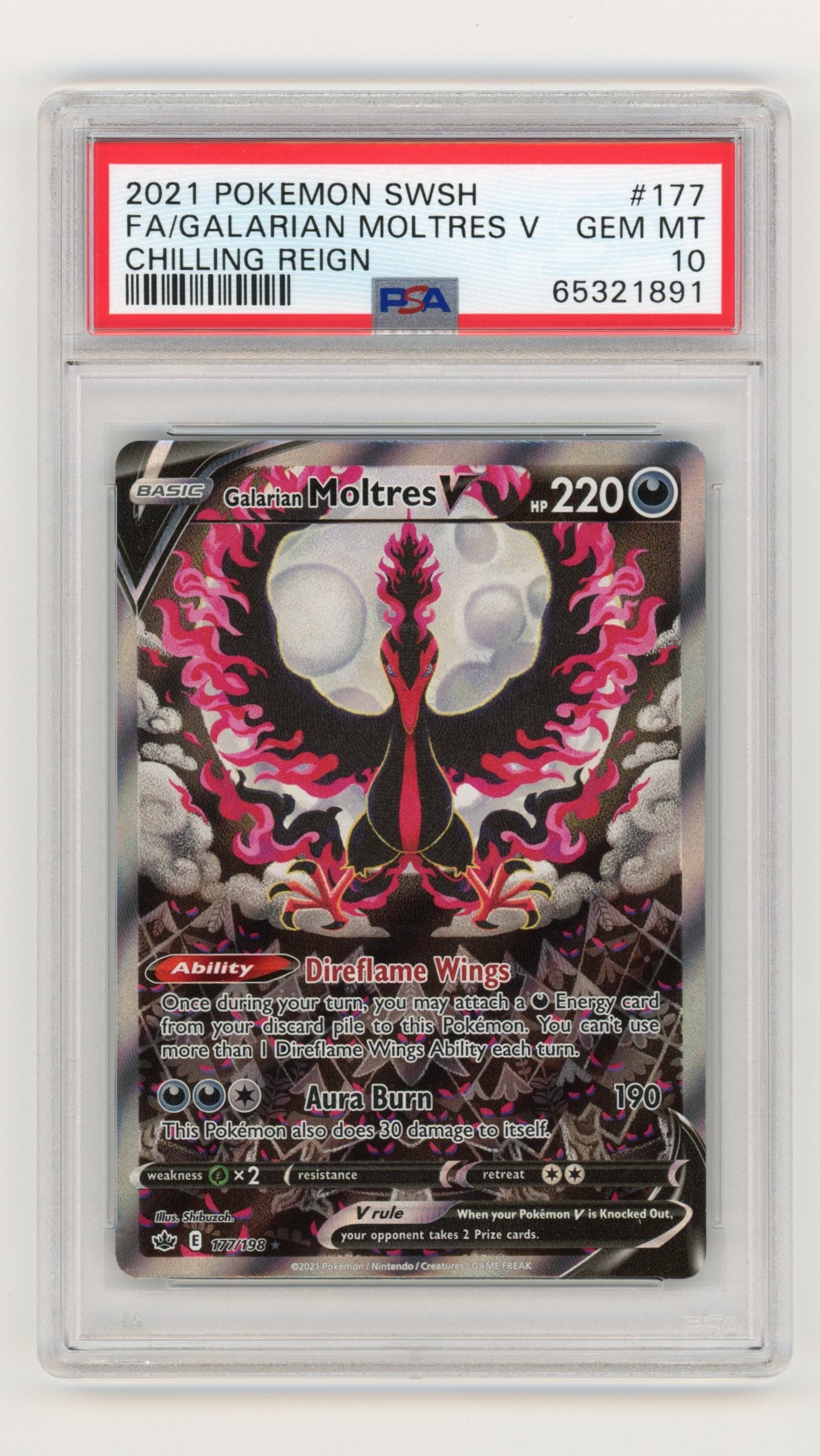 Galarian Moltres V - #177/198 PSA 10 - Pokémon Sword & Shield: Chilling Reign
