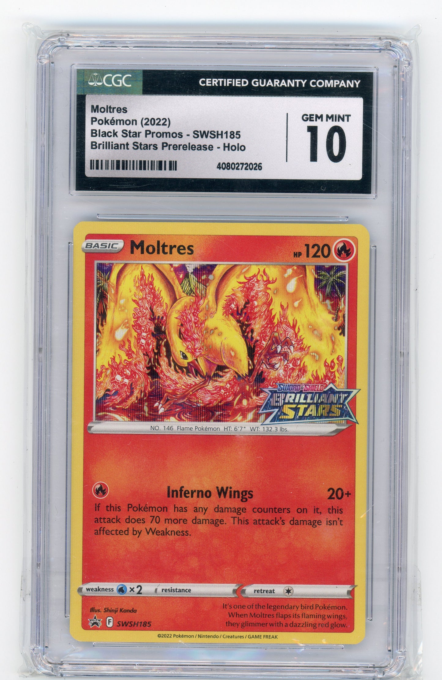 Moltres - #SWSH185 CGC 10 - Pokémon Sword & Shield: Black Star Promo