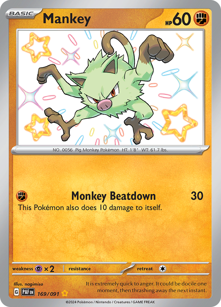 Mankey - #169/91 - Pokémon Scarlet & Violet - Paldean Fates