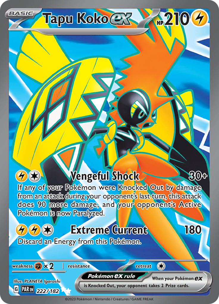 Tapu Koko ex - #222/182 - Pokémon Scarlet & Violet - Paradox Rift