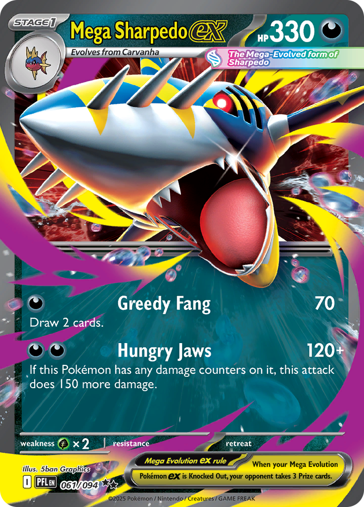 Mega Sharpedo ex - #061/094 - Pokémon Mega Evolution - Phantasmal Flames