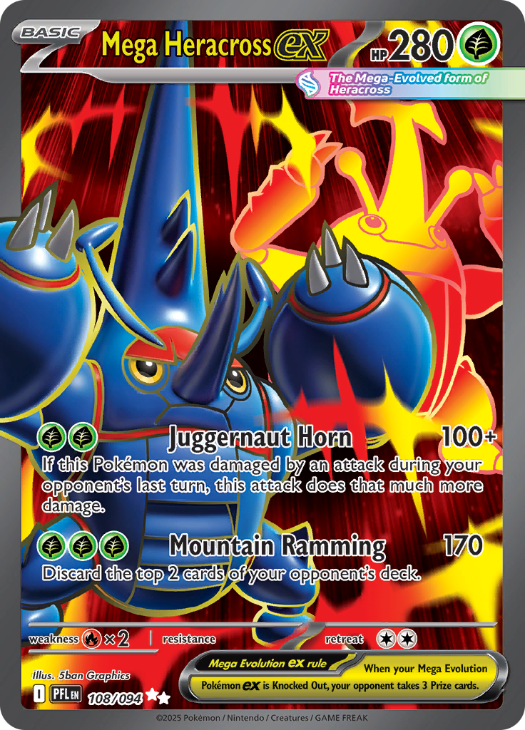 Mega Heracross ex - #108/094 - Pokémon Mega Evolution - Phantasmal Flames