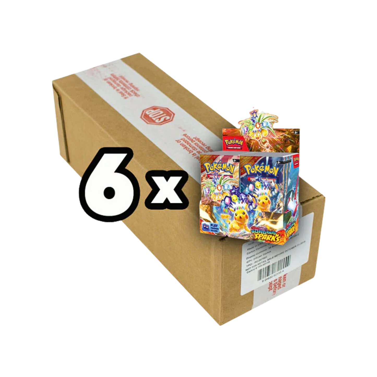 Pokémon Scarlet & Violet Surging Sparks Booster Box Sealed Case med 6 fabriksförseglade Booster Boxes.