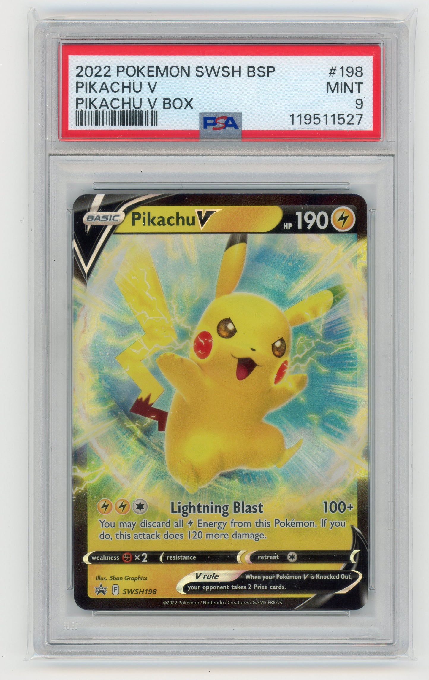 Pikachu V - #SWSH198 PSA 9 - Pokémon Sword & Shield: Black Star Promo