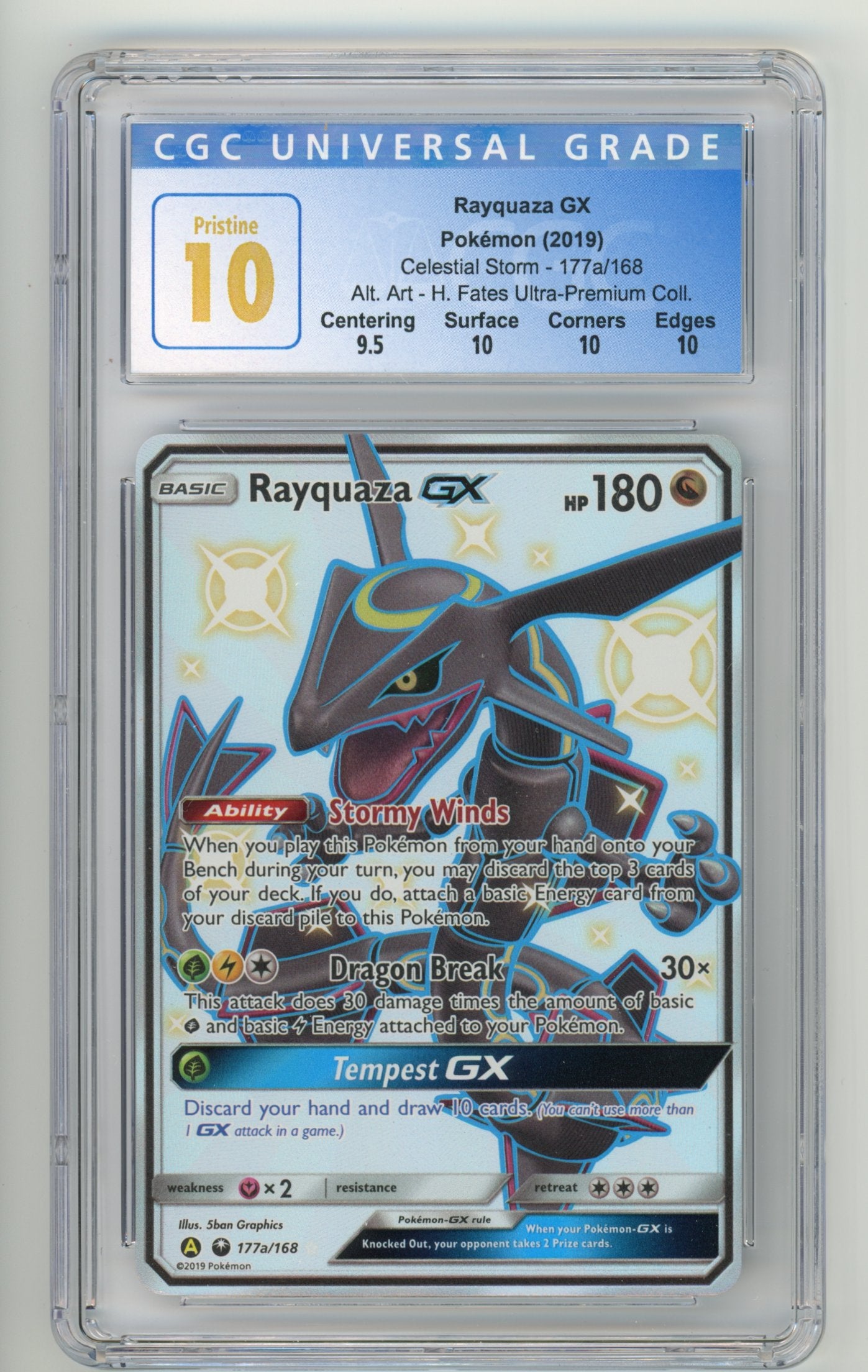 Rayquaza GX - #177a/168 CGC 10 Pristine - Pokémon Sun & Moon: Celestial Storm