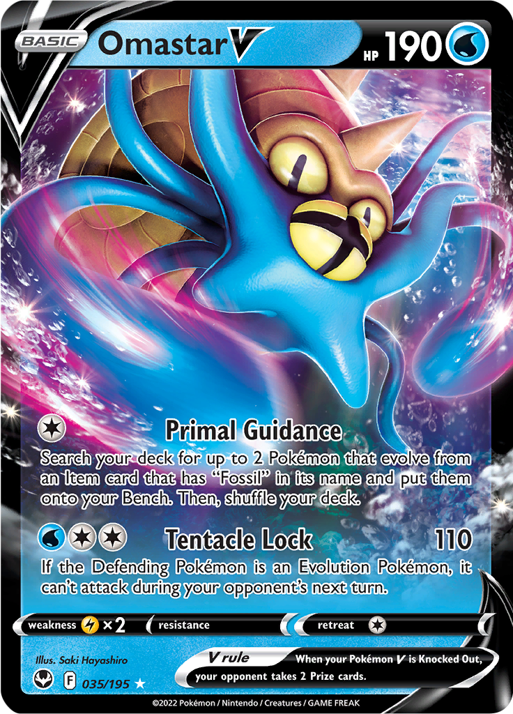 Omastar V - # 35/195 - Pokémon Sword & Shield - Silver Tempest