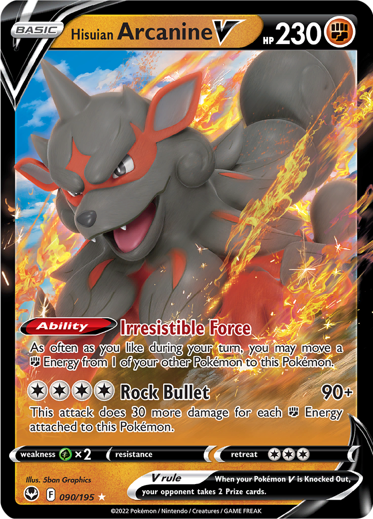 Hisuian Arcanine V - #90/195 - Pokémon Sword & Shield - Silver Tempest