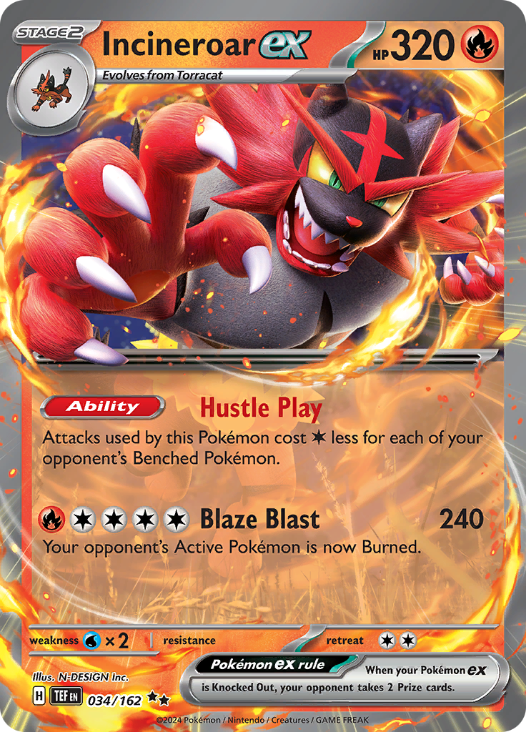 Incineroar ex - #34/162 - Pokémon Scarlet & Violet - Temporal Forces