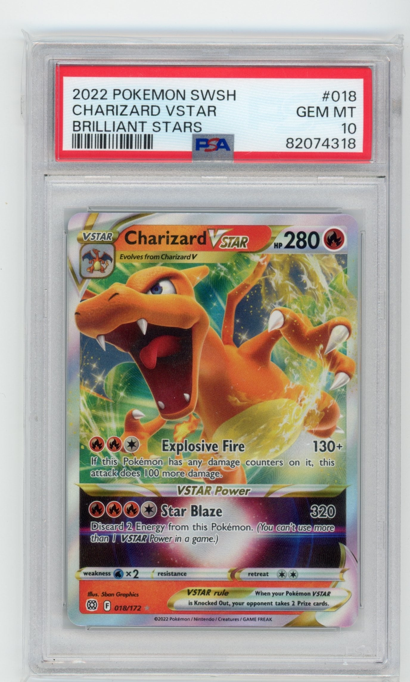 Charizard Vstar - #018/172 PSA 10 - Pokémon Sword & Shield: Brilliant Stars