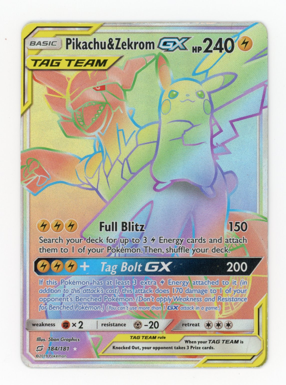 Pikachu & Zekrom GX - #184/181 - Pokémon Sun & Moon - Team Up