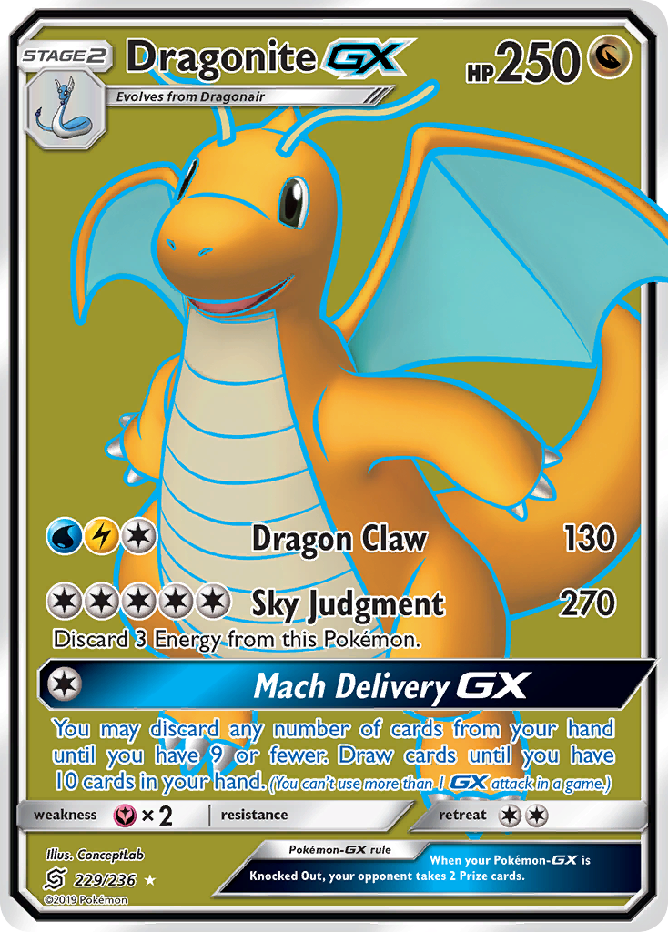 PSA 10 Dragonite-GX 229/236 - POKEMON SUN & MOON UNIFIED MINDS