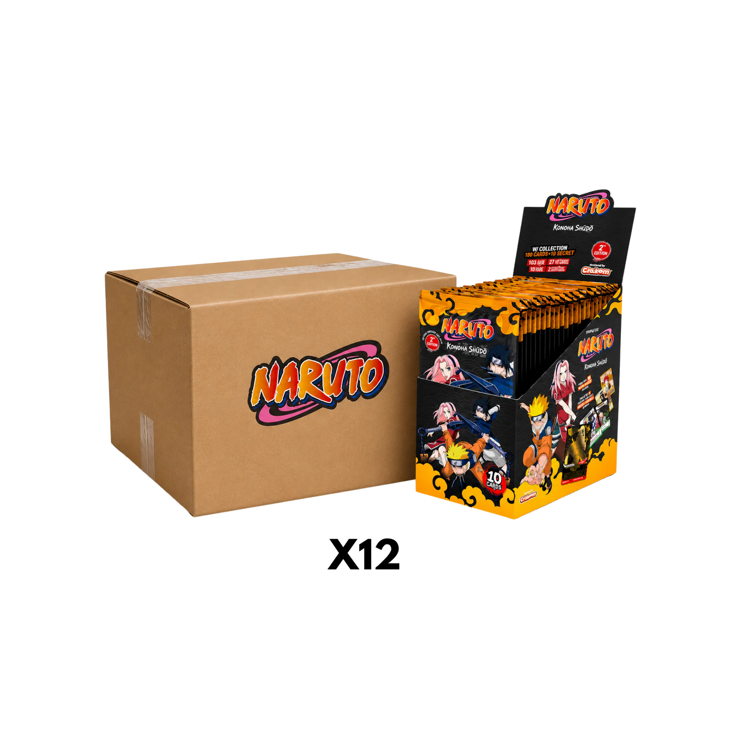 Naruto Mythos TCG Konoha Shido 2nd Edition Booster Box Case fabriksförseglat originalcase.