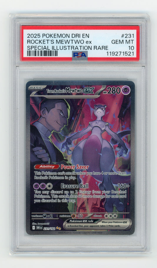 Rocket's Mewtwo ex - #231 PSA 10 - Pokémon Scarlet & Violet: Destined Rivals