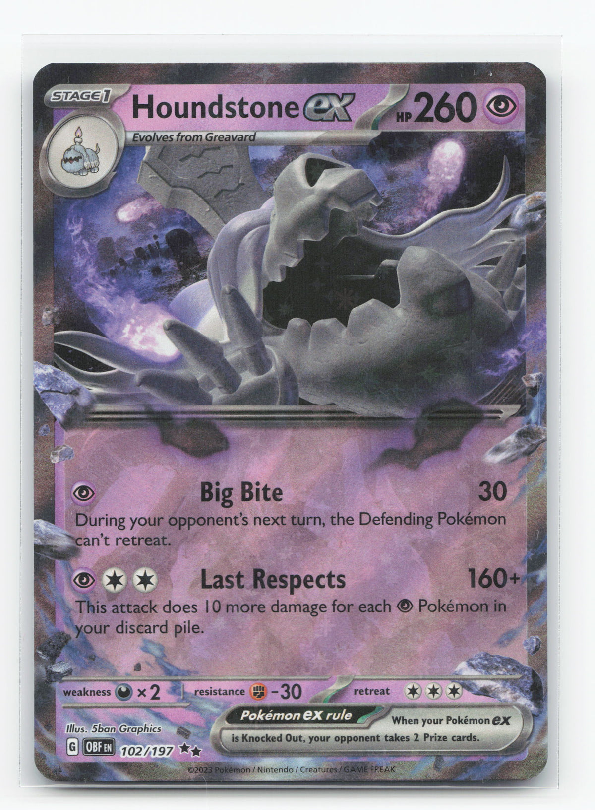 Houndstone ex 102/197 - Obsidian Flames