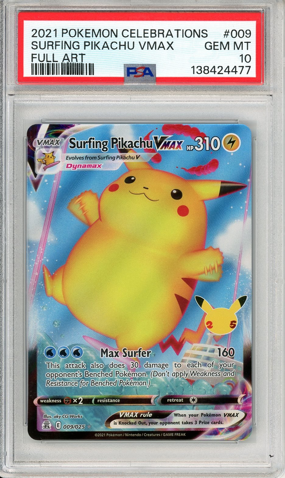 PSA 10 Surfing Pikachu VMAX 9 - Celebrations