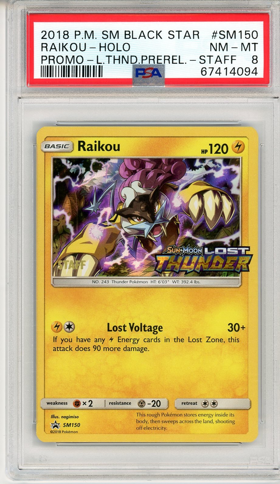 PSA 8 Raikou SM150 - SM Black Star Promos
