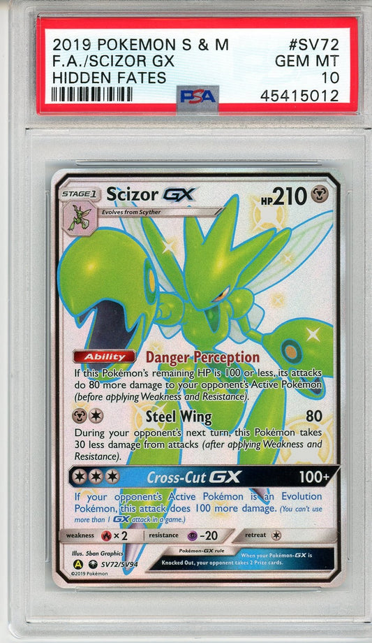 PSA 10 Scizor-GX SV72/SV94 - POKEMON SUN & MOON HIDDEN FATES