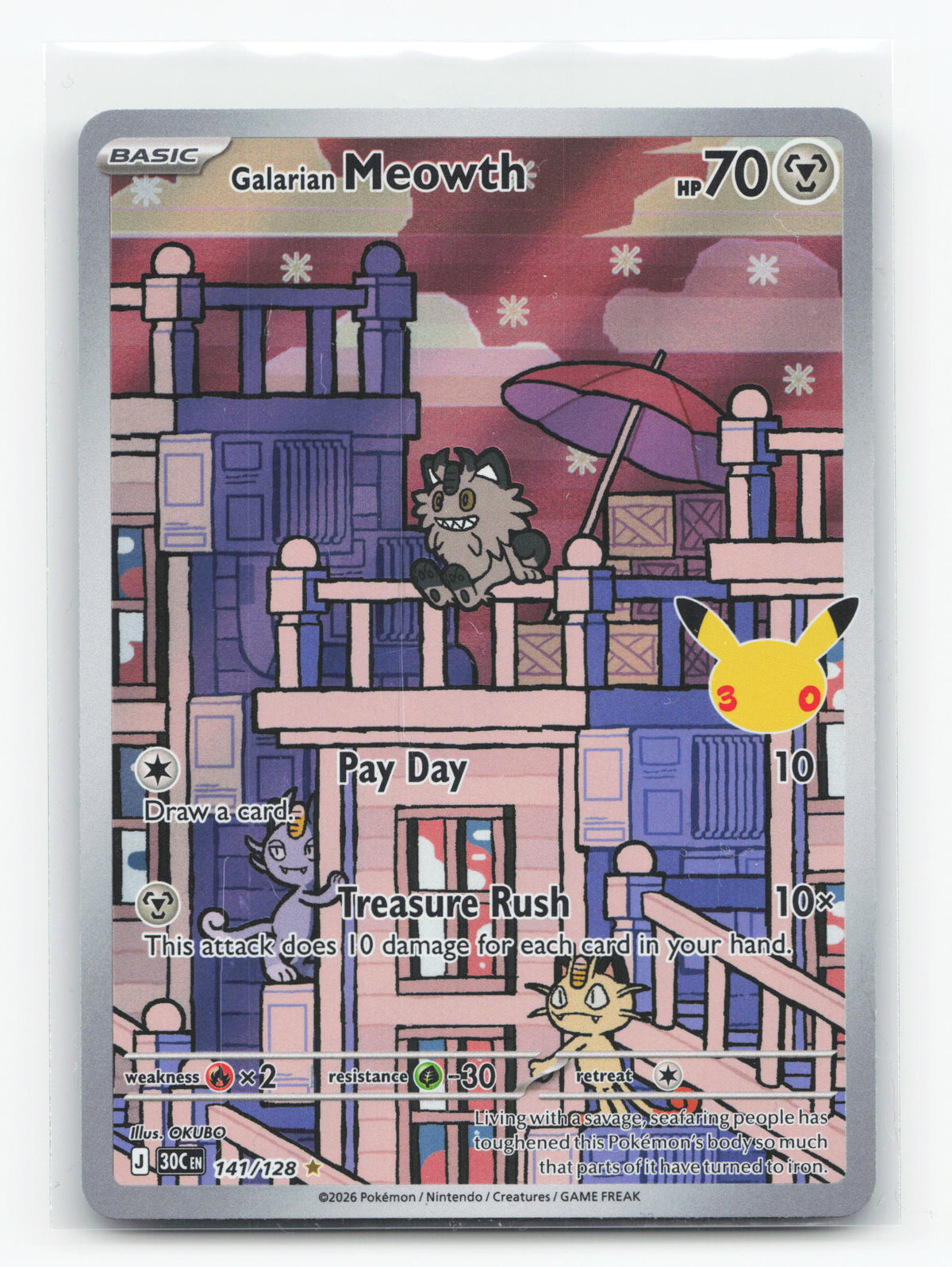 Galarian Meowth 141/128 - 30th Celebration