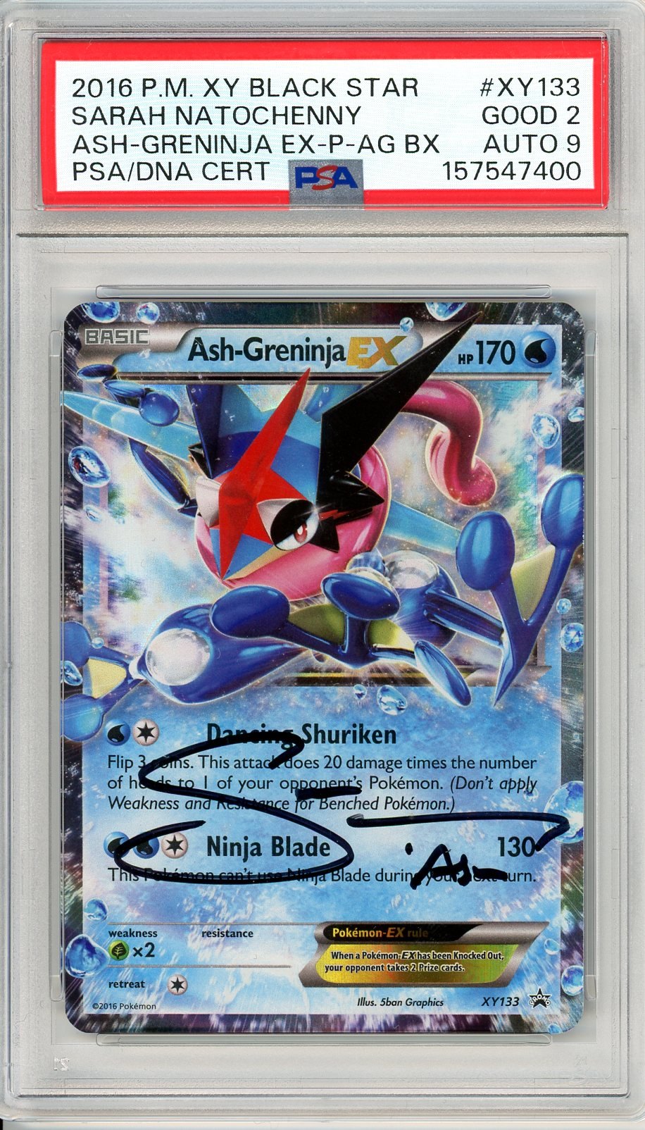 PSA 2 Ash-Greninja-EX Sarah Natochenny Signature XY133 - XY Black Star Promos