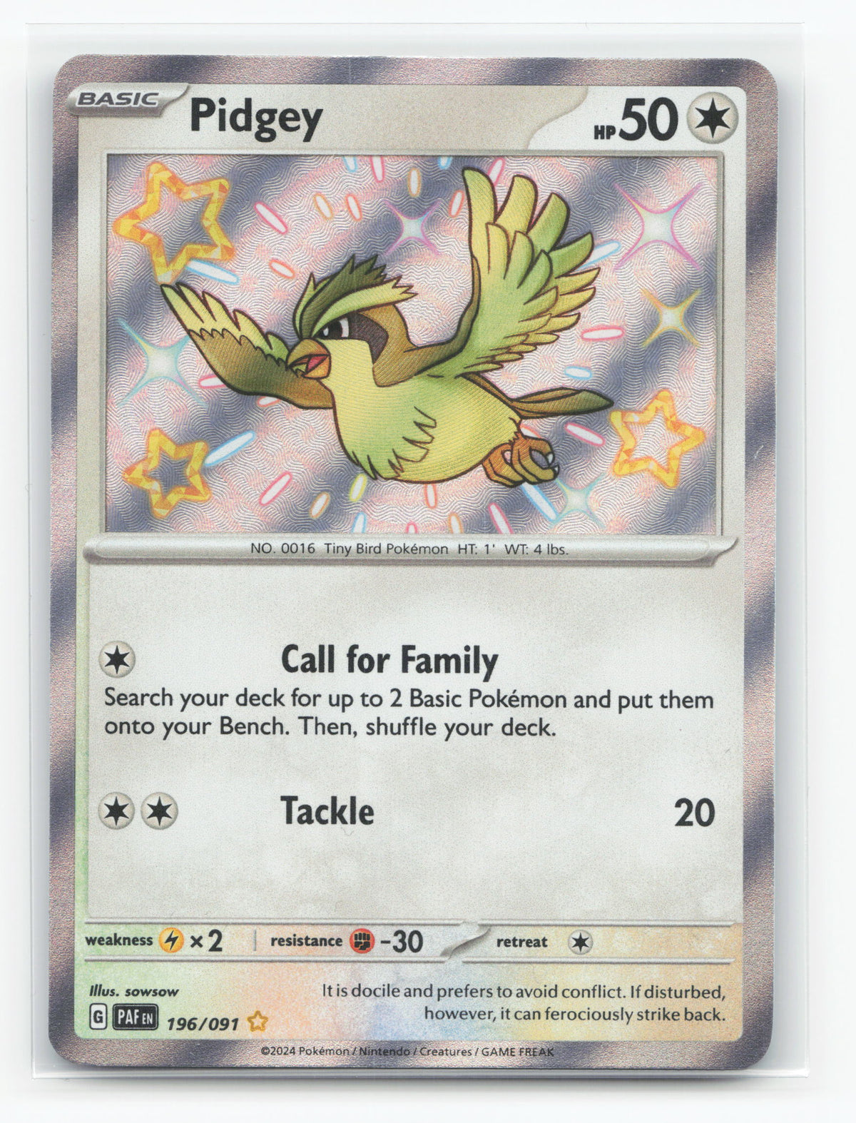 Pidgey 196/091 - Paldean Fates