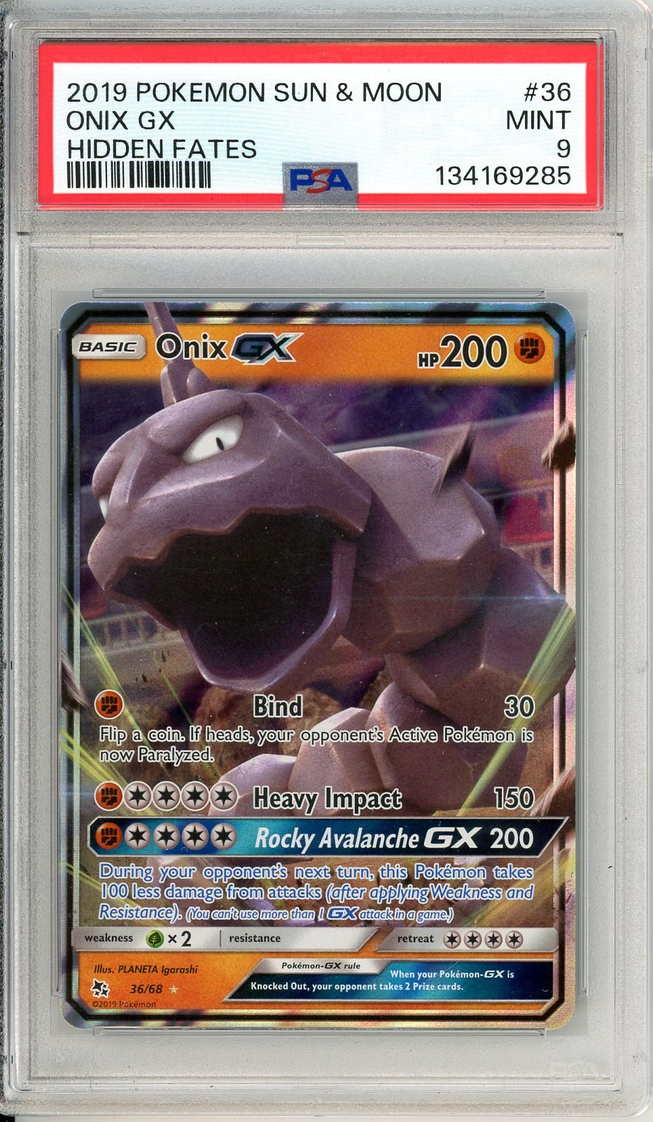 PSA 9 Onix-GX 36/68 - Hidden Fates