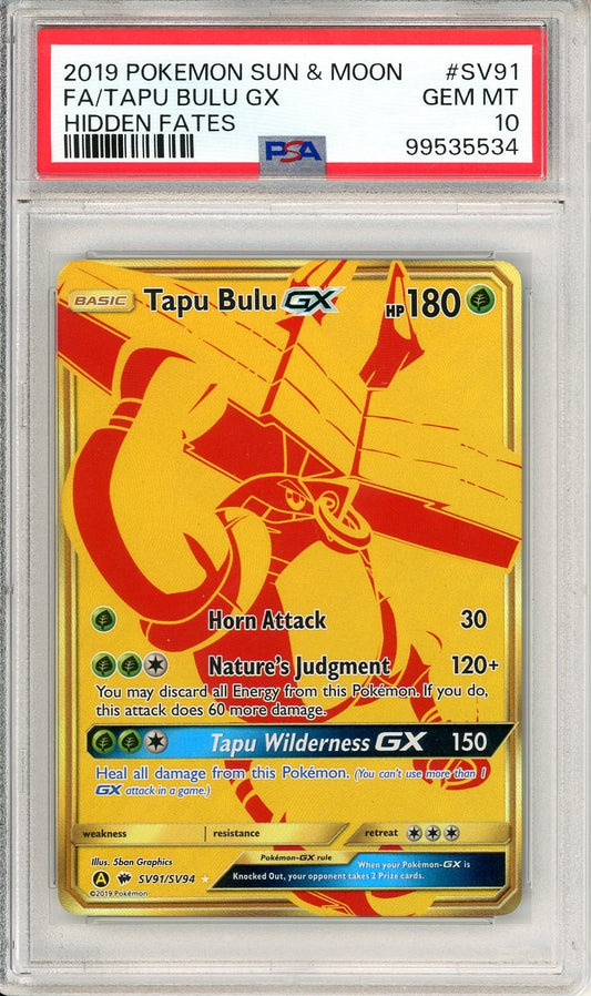 PSA 10 Tapu Bulu-GX SV91/SV94 - Hidden Fates Shiny Vault