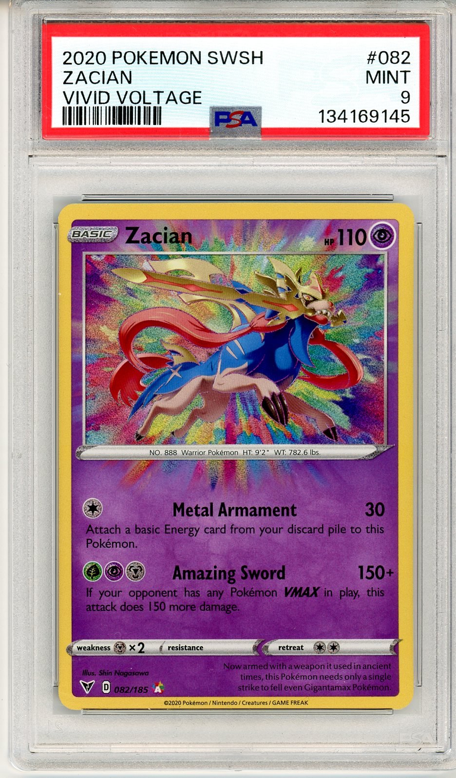 PSA 9 Zacian 082/185 - Vivid Voltage