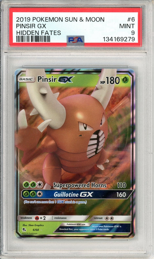 PSA 9 Pinsir-GX 6/68 - Hidden Fates