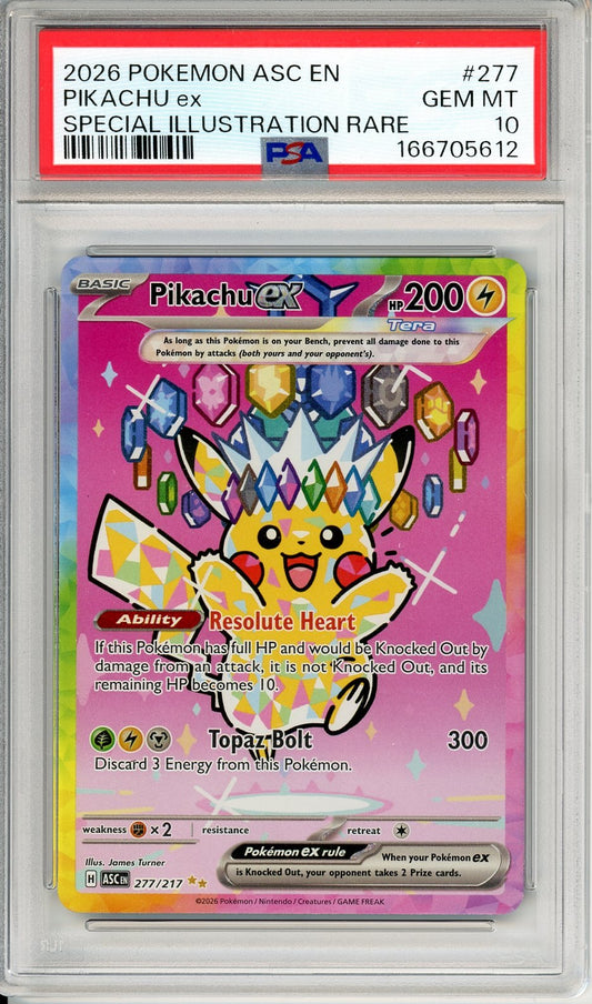 PSA 10 Pikachu ex 277/217 - Ascended Heroes