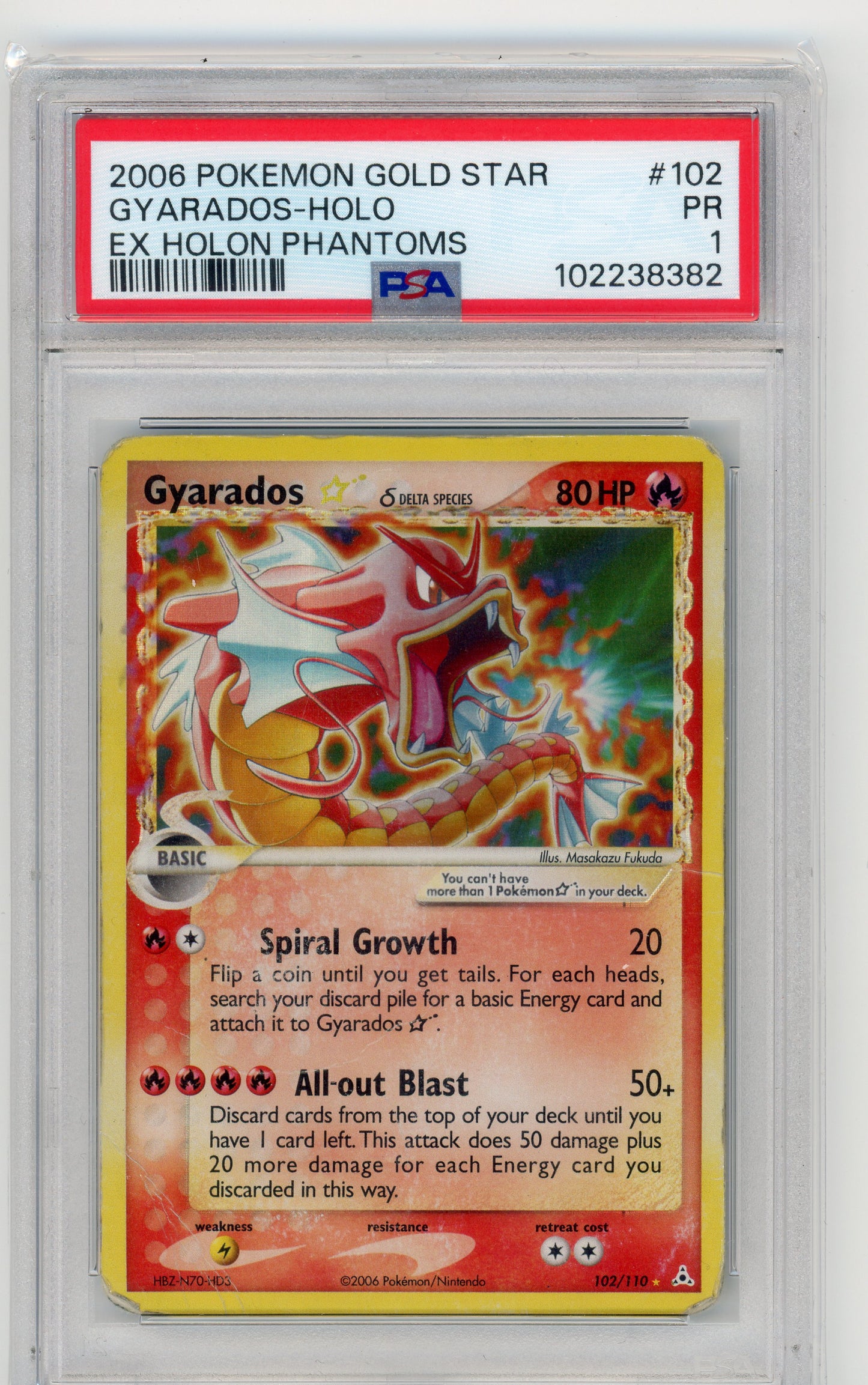 Gyarados Gold Star - #102 PSA 1 - Pokémon EX Series: EX Holon Phantoms