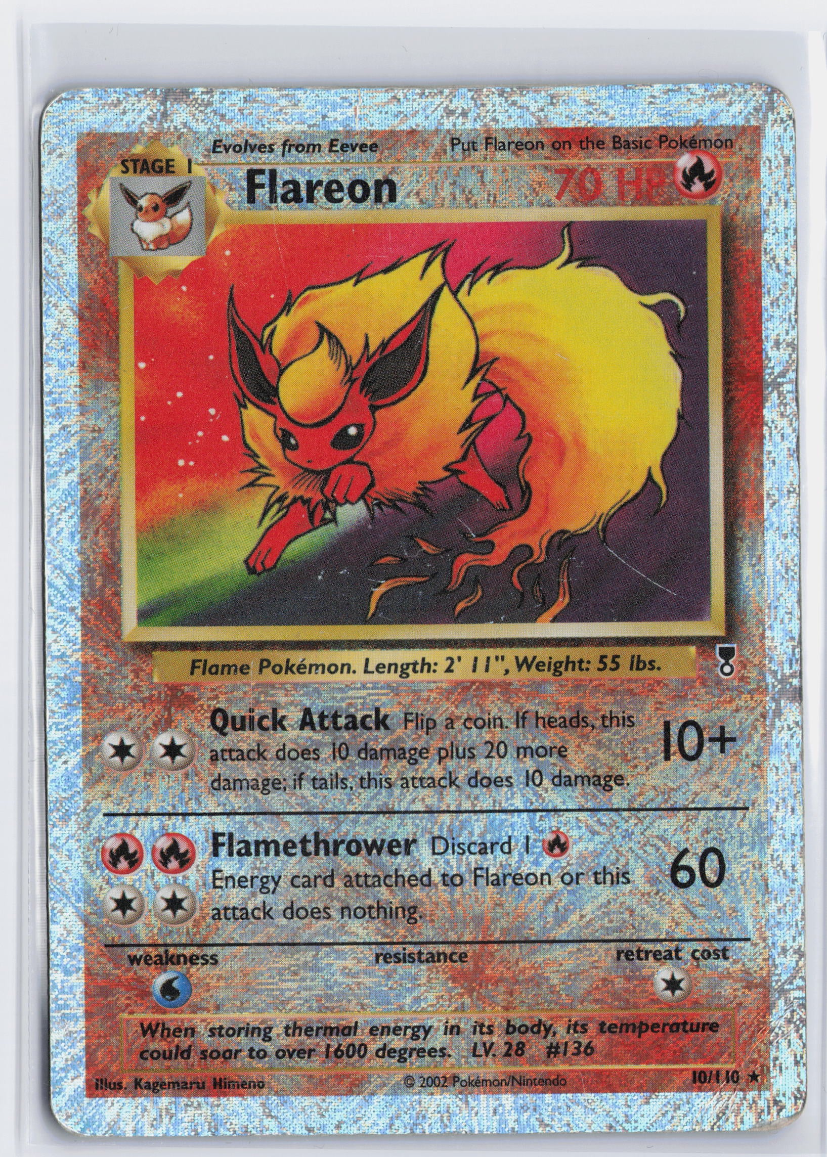 Flareon Reverse Holo - #10/110 - Pokémon WOTC - Legendary Collection