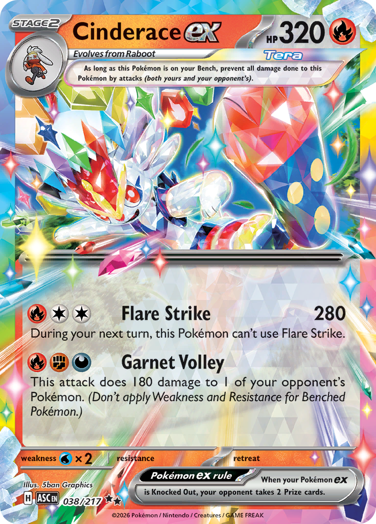 Cinderace ex - #038/217 - Pokémon Mega Evolution - Ascended Heroes